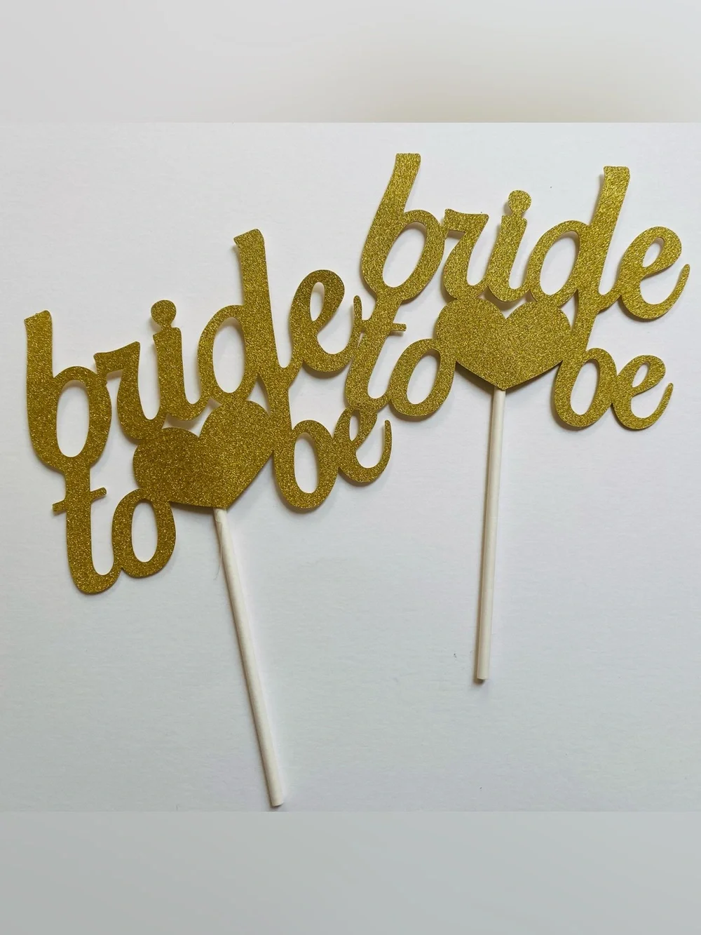 2 Bride to Be Gold Glitter Cake Toppers